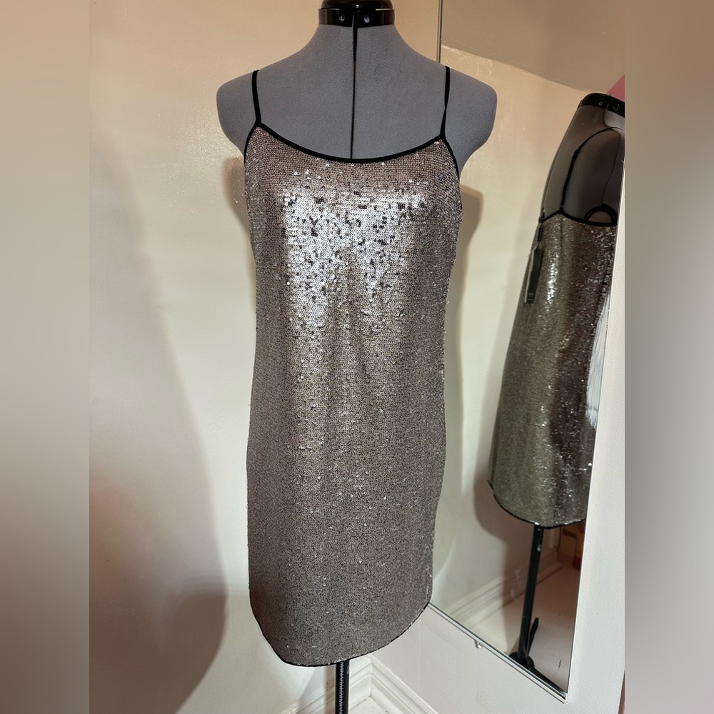 Kiara Silver Sequin Mini Slip Dress